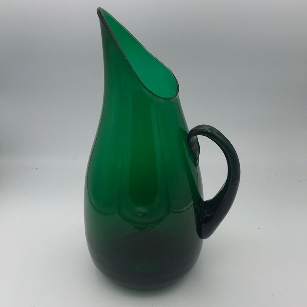 VTG/MCM 50's Large 14" Blenko Blown Glass‎ Green Pitcher